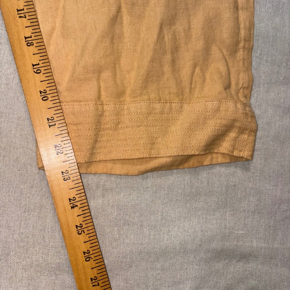 Pure Jill J.Jill Mustard Yellow 100% Linen Cropped Pants Medium Petite Vacation - Picture 5 of 7